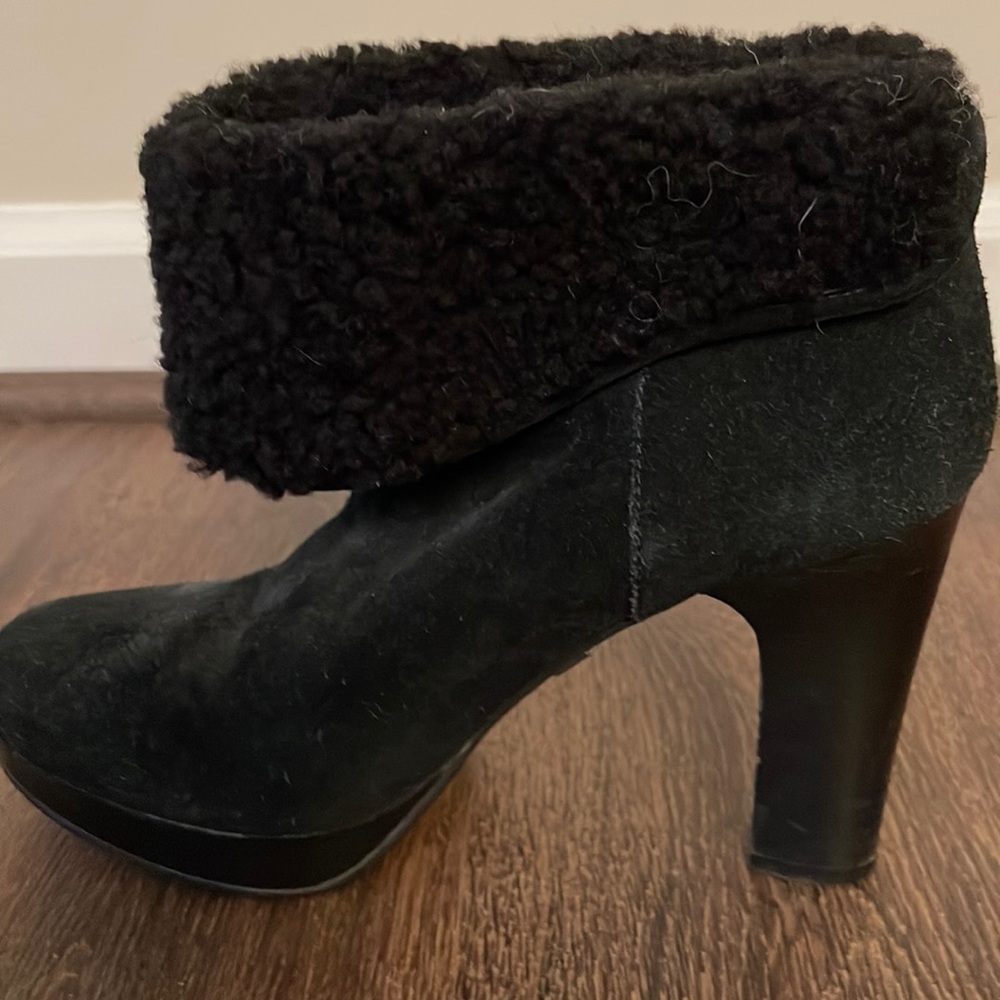 Black suede healed UGG booties